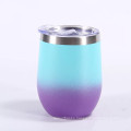 Custom  Gradient Egg shaped Tumbler Thermos Coffee Mug Reusable Stainless Steel Double Wall Coffee Tumblers With Lid